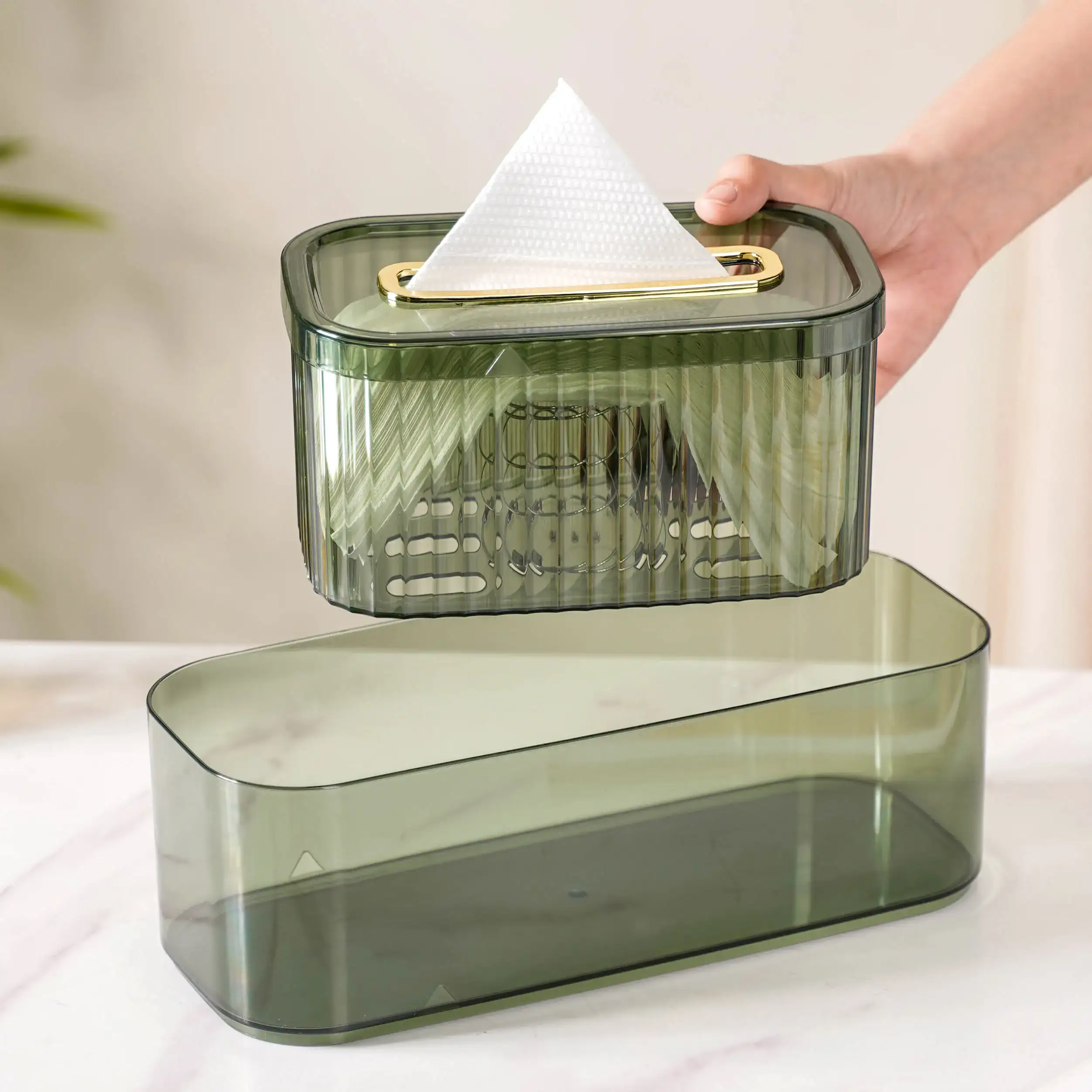 Tissue Box Holder With Storage Organizer Green - Image 15