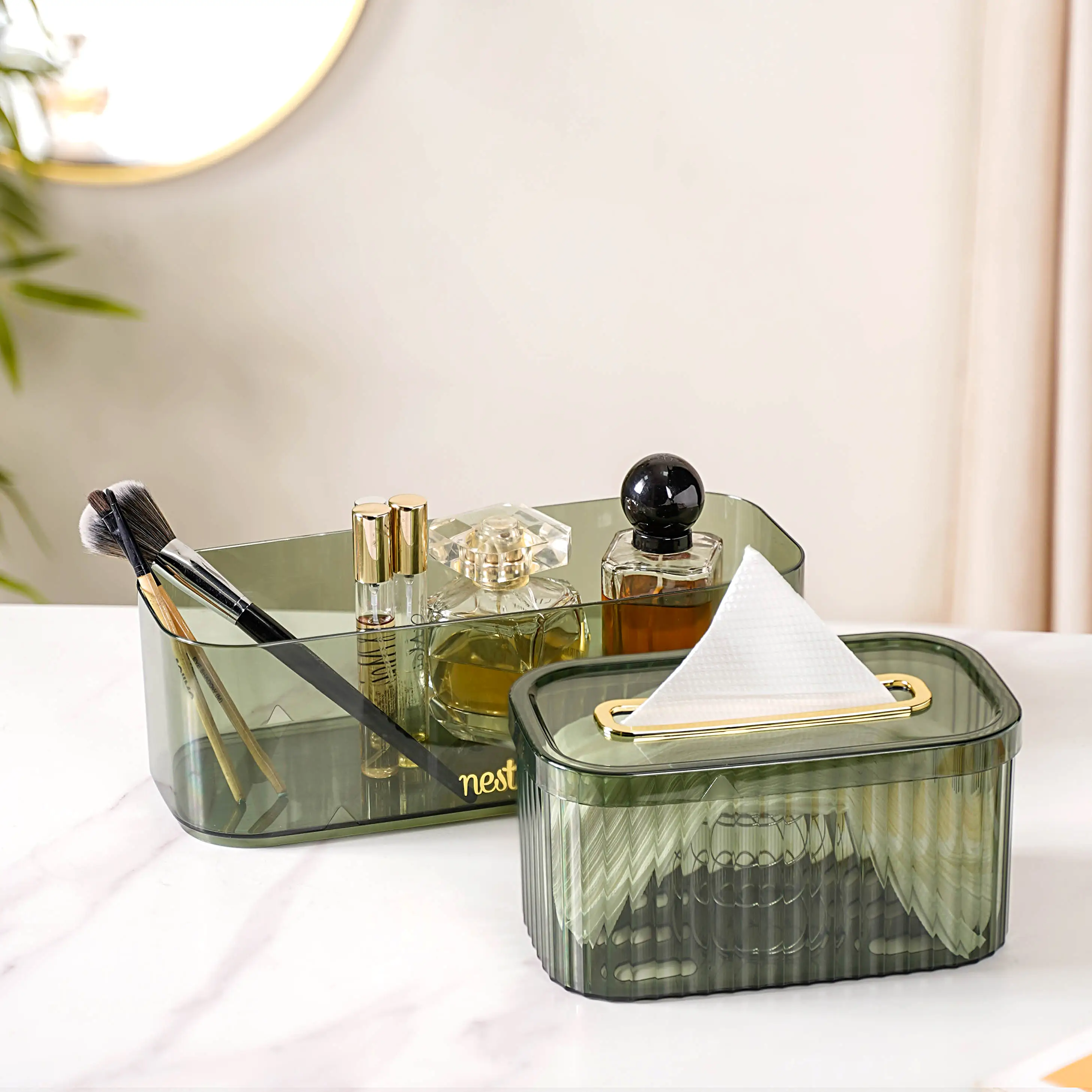 Tissue Box Holder With Storage Organizer Green - Image 16