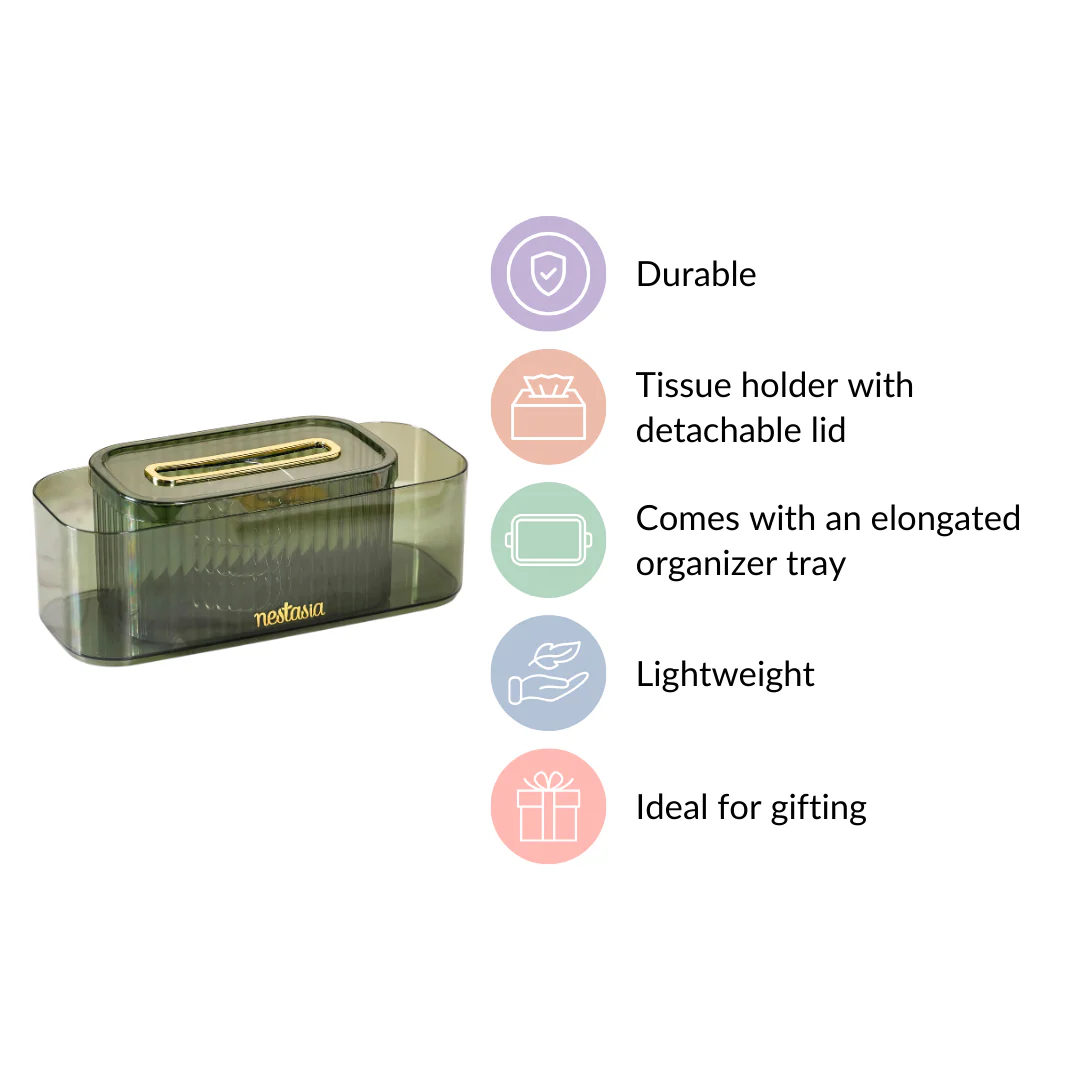 Tissue Box Holder With Storage Organizer Green - Image 6