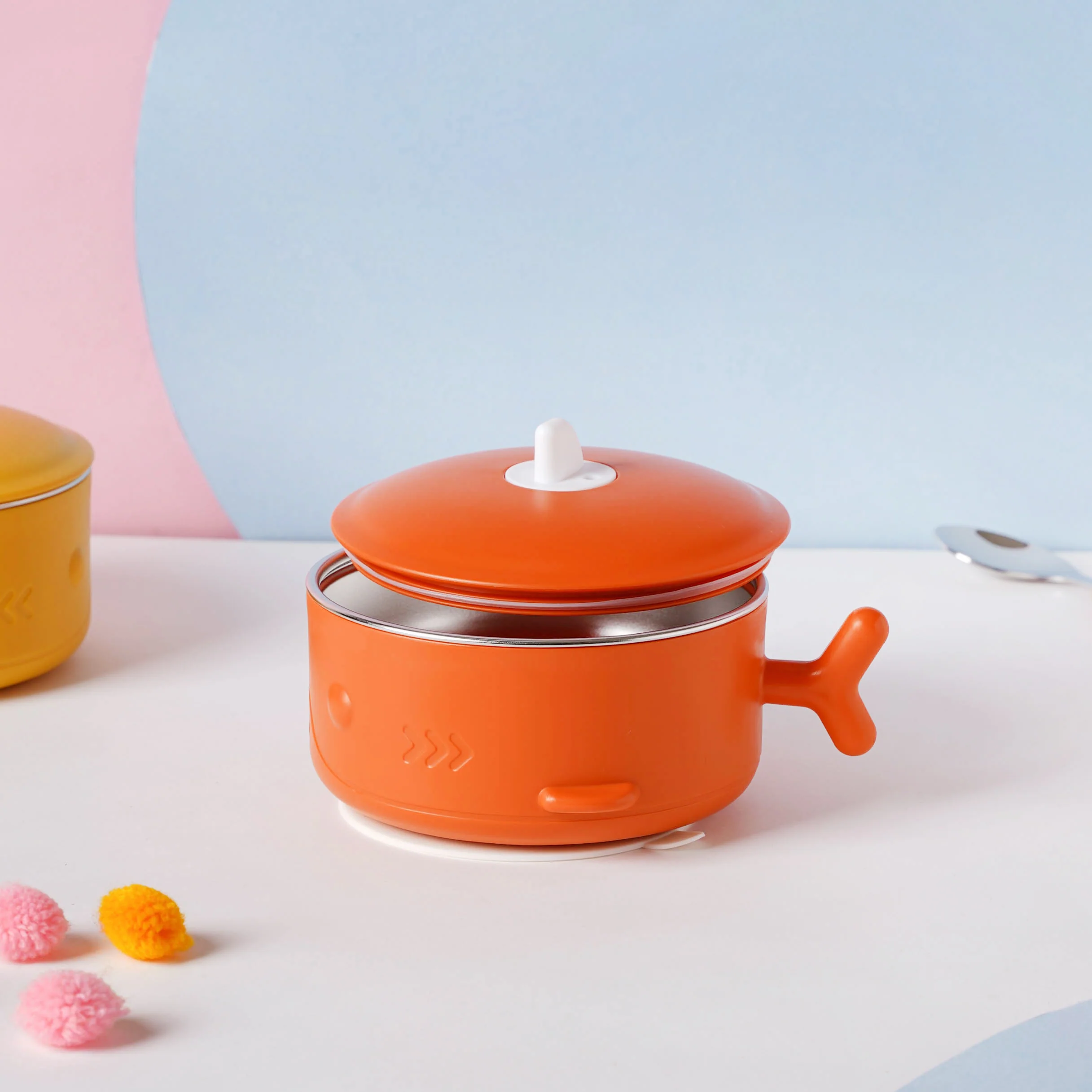 Whale Double Walled Anti-Slip Feeding Bowl Orange 400 ml - Image 10
