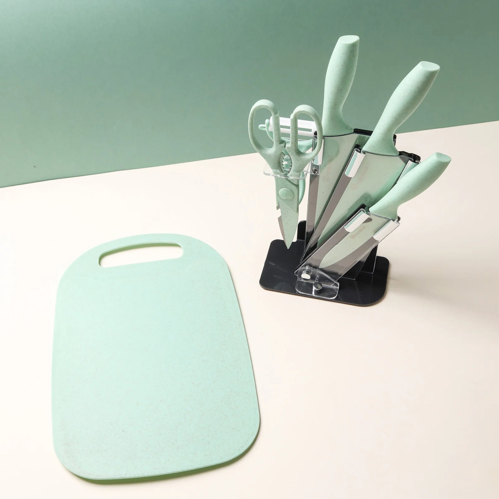 Knife Block Set - Green - Image 2