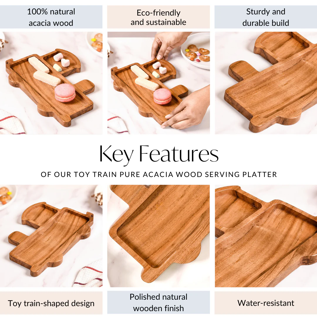Toy Train Wooden Serving Platter 11 Inch - Image 5