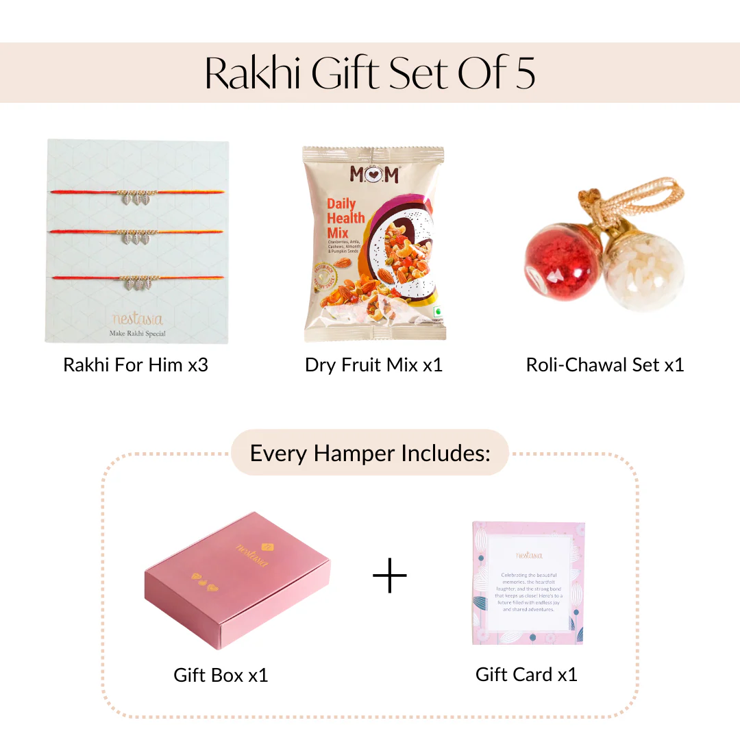 Traditional Moli Rakhi Gift Hamper Set Of 5 With Card And Box - Image 6