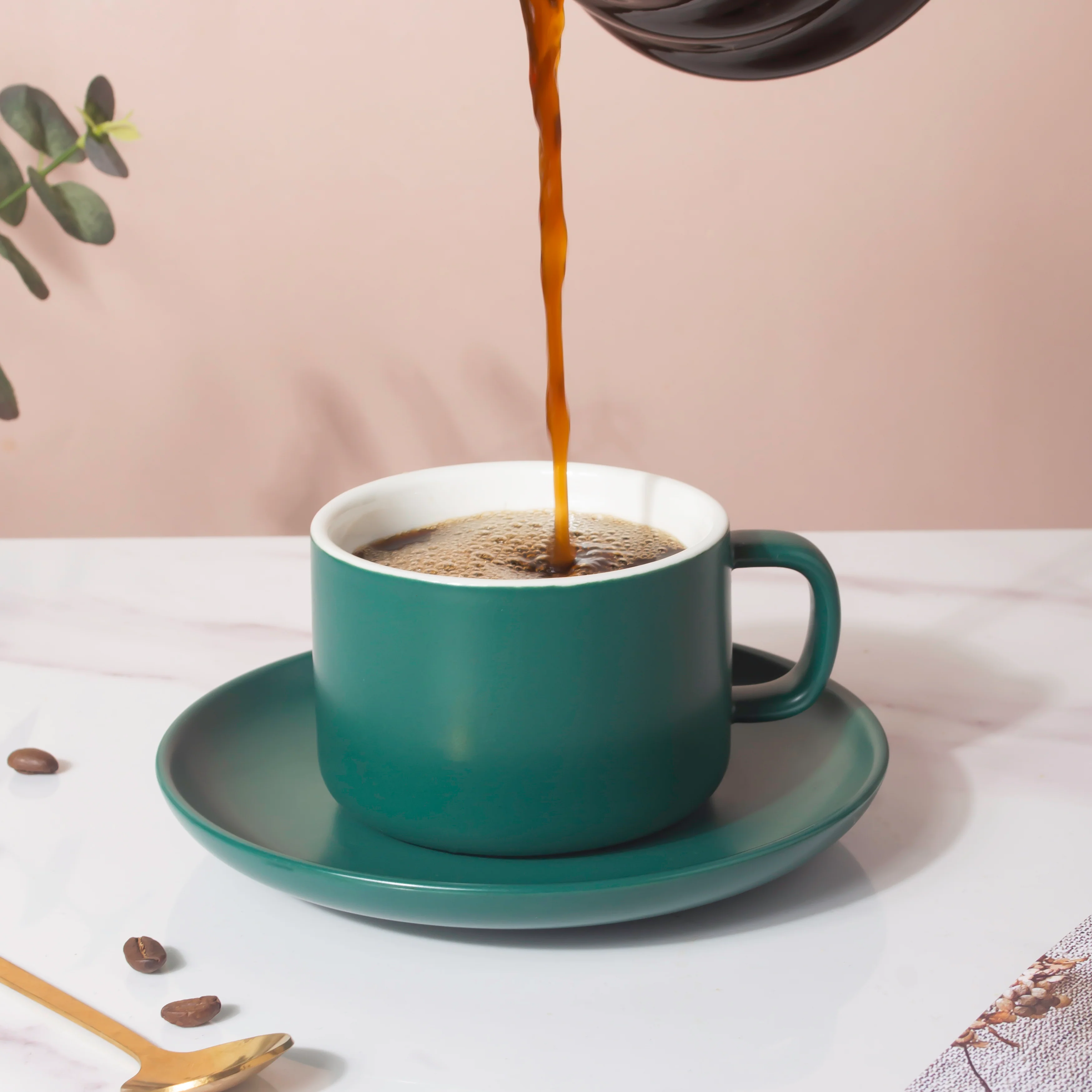 Tranquil Teal Teacup And Saucer - Image 5