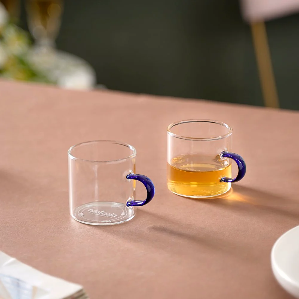 Transparent And Blue Cup Set of 6 - Image 4