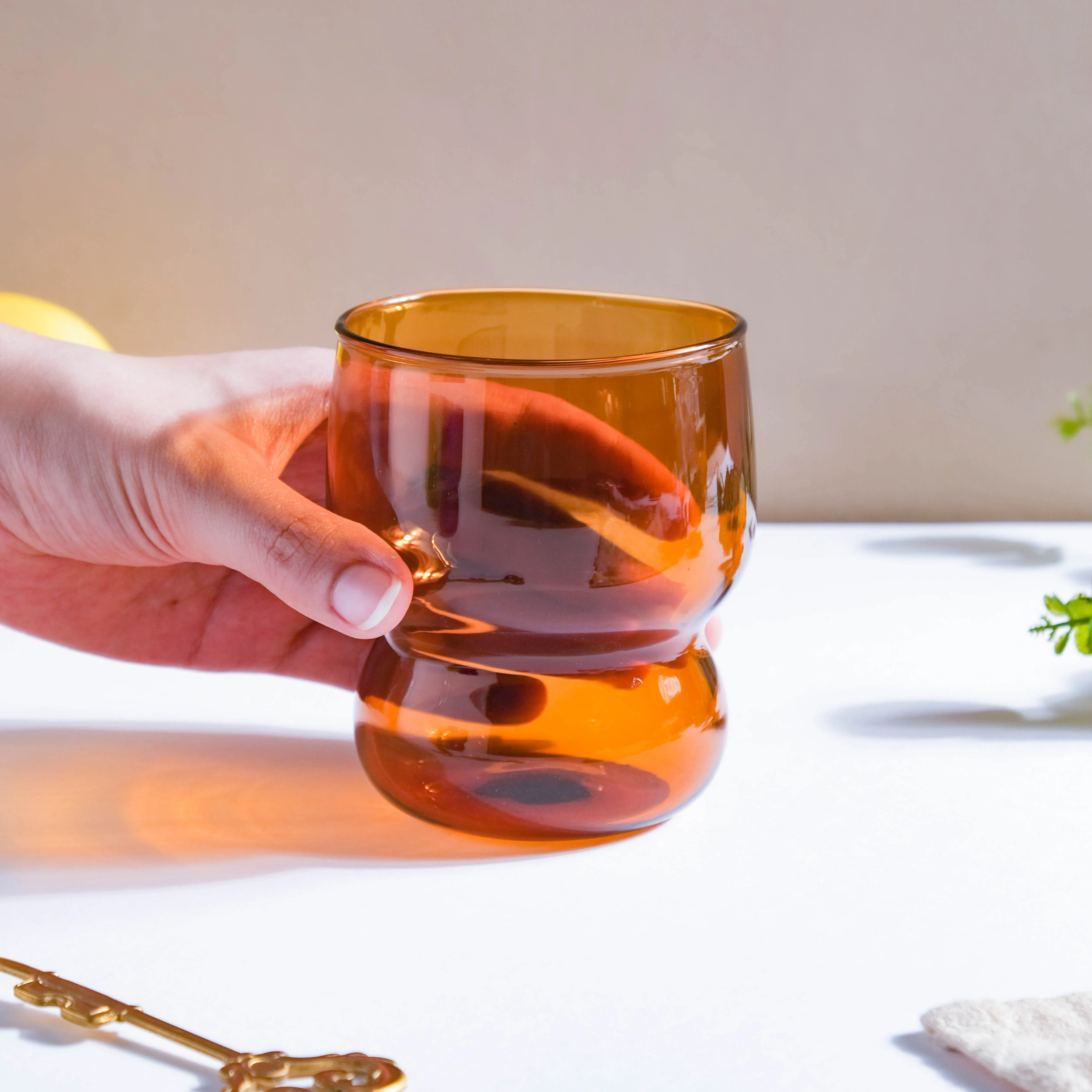 Transparent Borosilicate Glass Tumbler Amber - Image 2