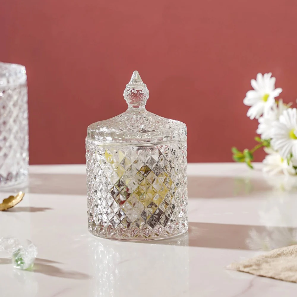 Transparent Crystal Glass Small Candy Jar 250 ml
