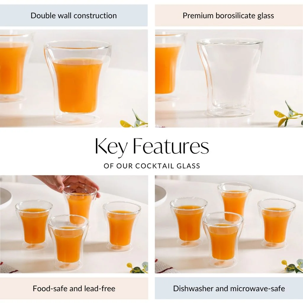 Transparent Double Walled Cocktail Glass Set Of 4 200ml - Image 4