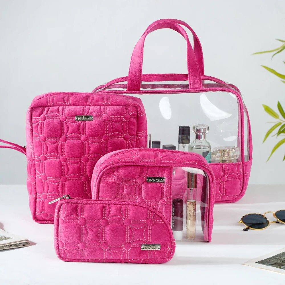 Travel Bag & Pouch Set Of 4 Pink - Image 11