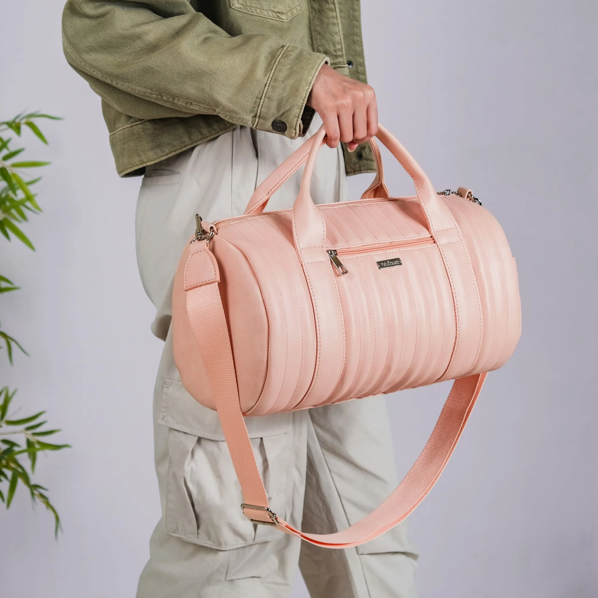 Travel Duffel Bag Pink Small 14x7 Inch - Image 12