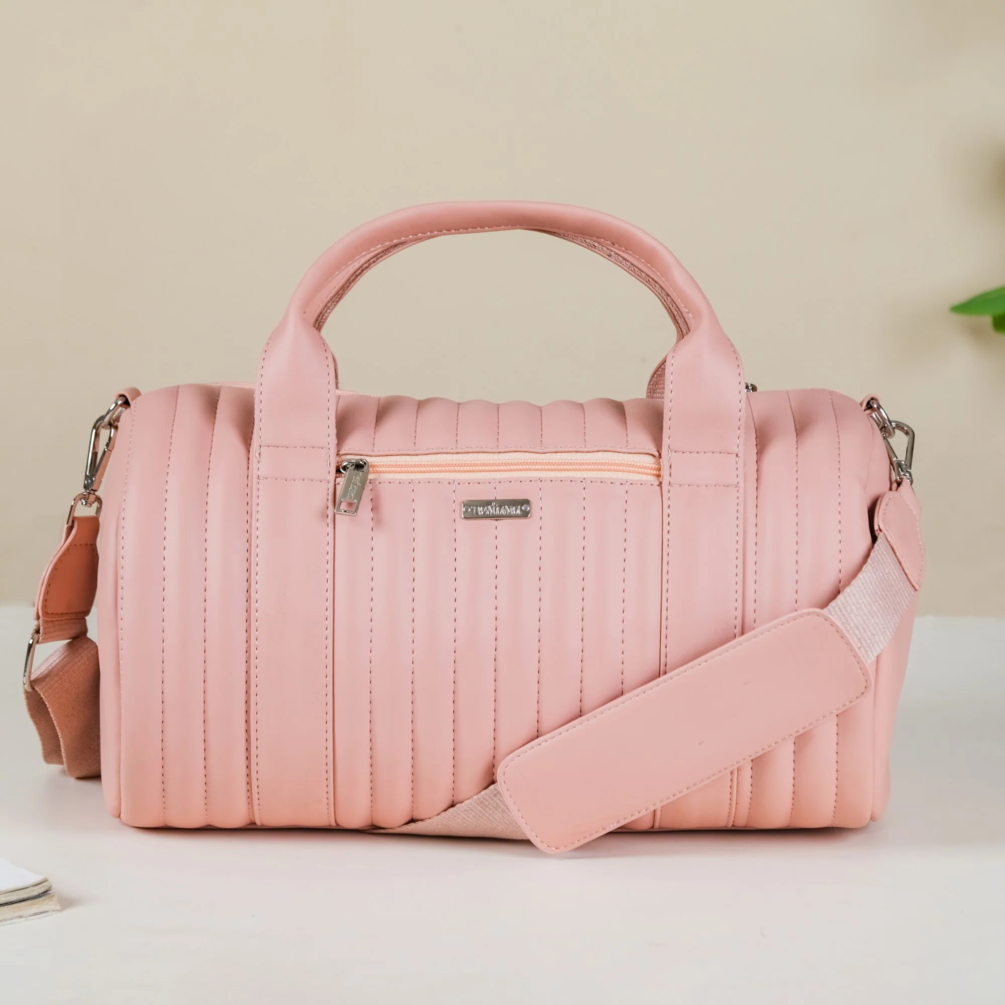 Travel Duffel Bag Pink Small 14x7 Inch - Image 3