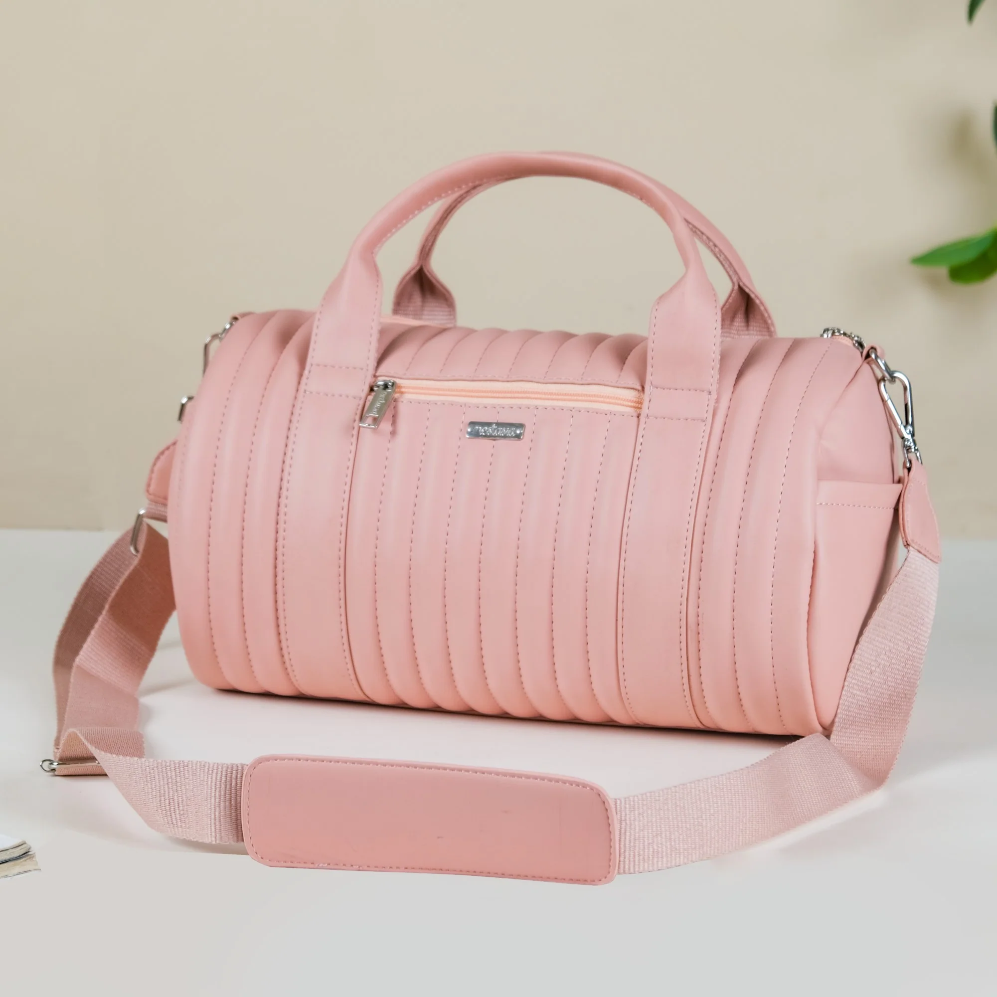 Travel Duffel Bag Pink Small 14x7 Inch - Image 4