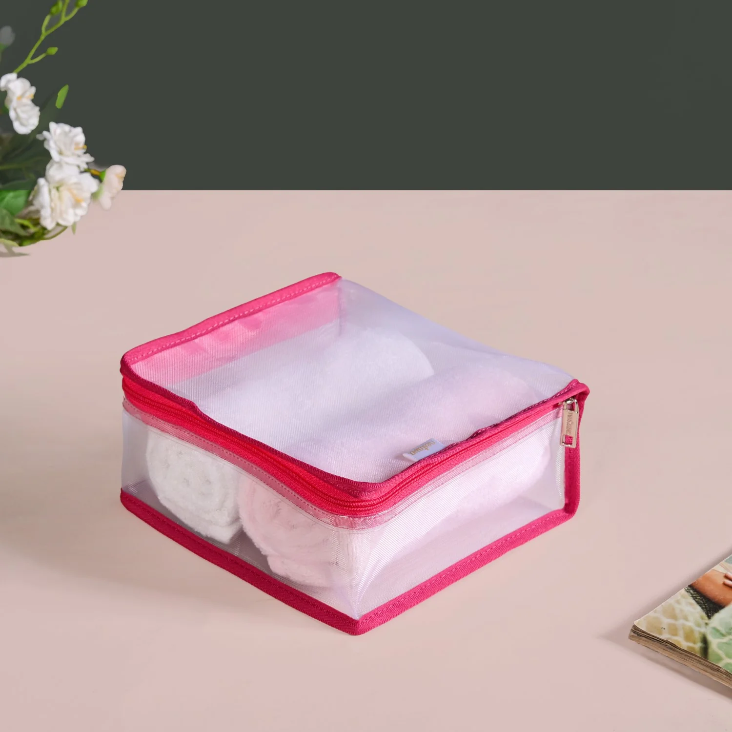 Travel Organiser Storage Bags In Pink Set Of 3 - Image 9