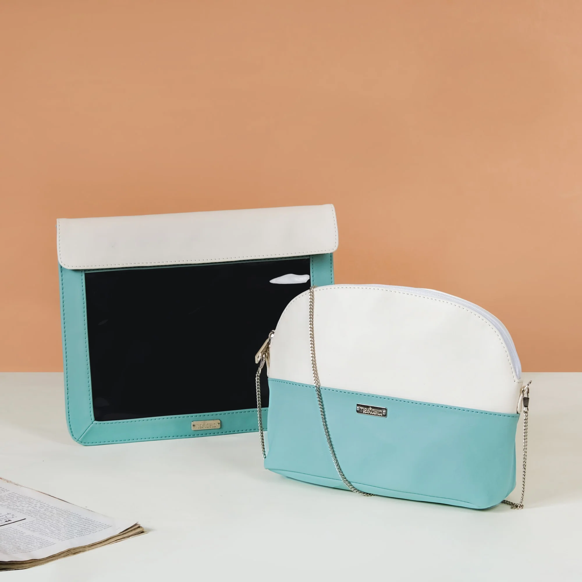 Travel Sling Bag With File Cover Set Of 2 Turquoise