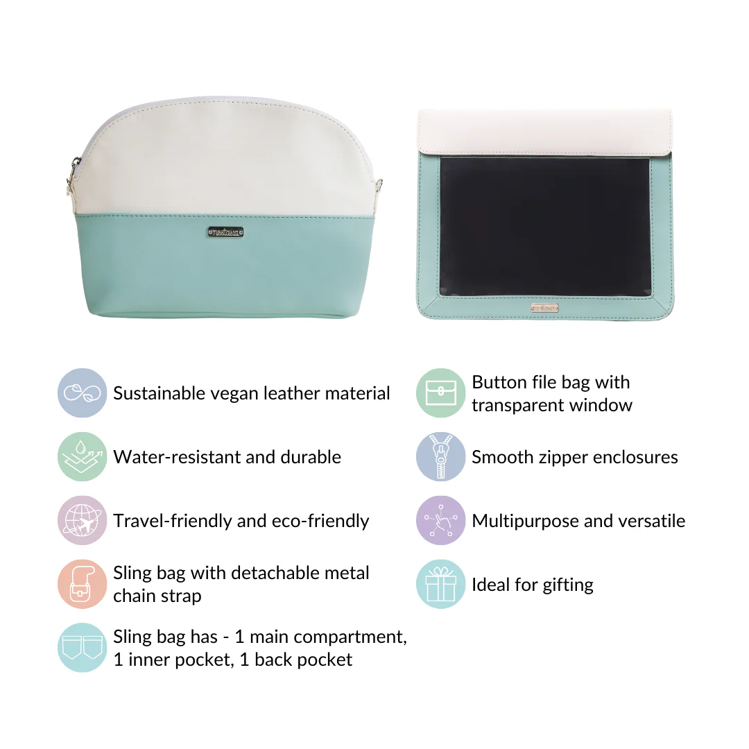 Travel Sling Bag With File Cover Set Of 2 Turquoise - Image 9