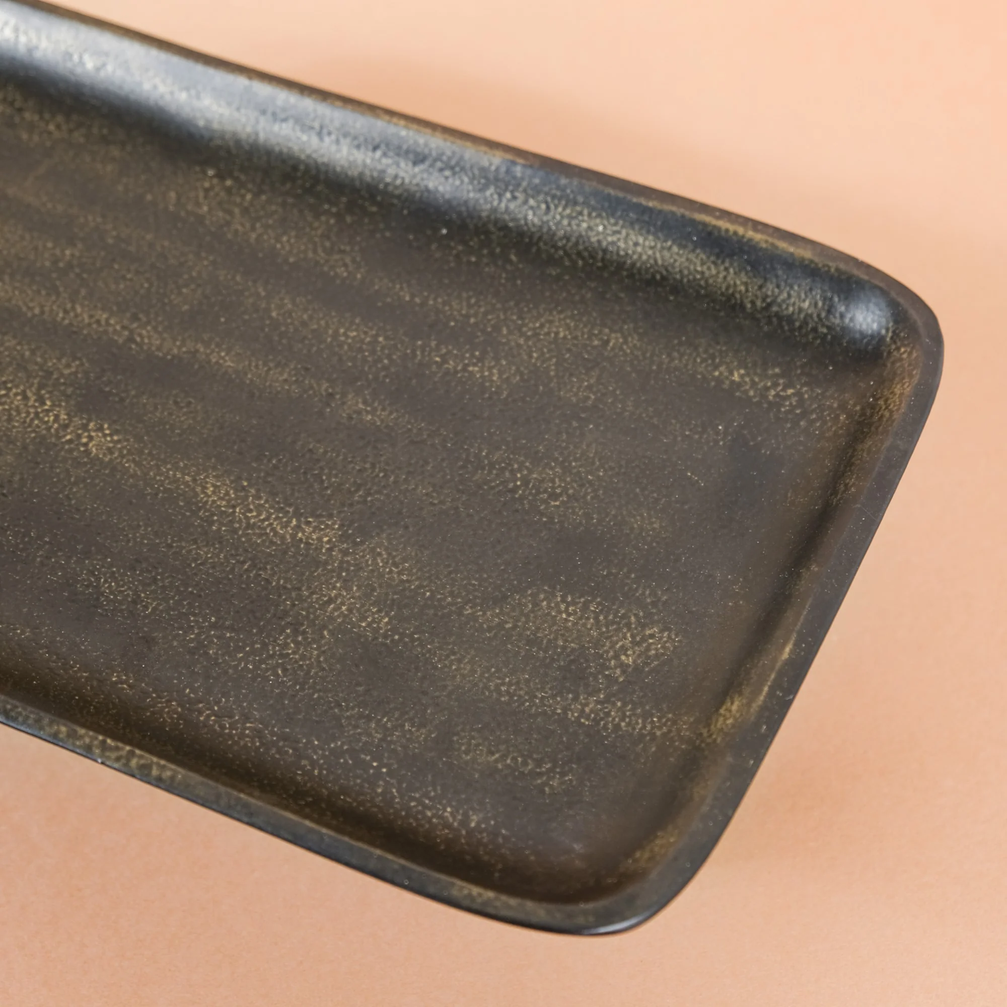 Tray With Stand Matte Black Gold 14x7 Inch - Image 3