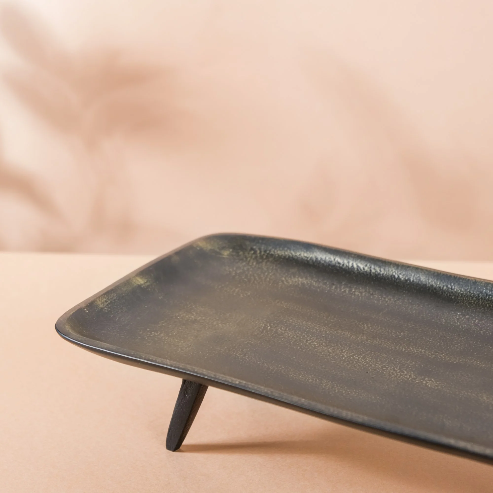 Tray With Stand Matte Black Gold 14x7 Inch - Image 9