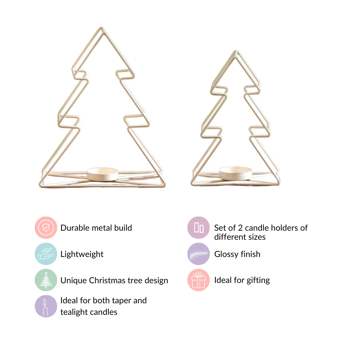 Tree Candle Holder Set of 2 Off White - Image 5
