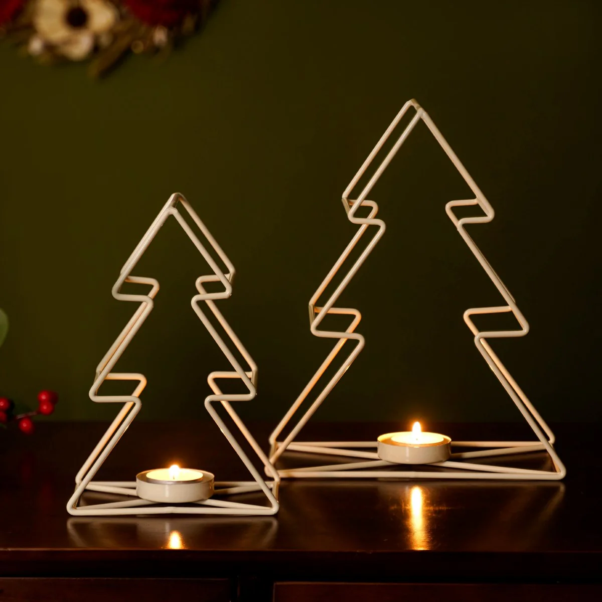 Tree Candle Holder Set of 2 Off White - Image 8