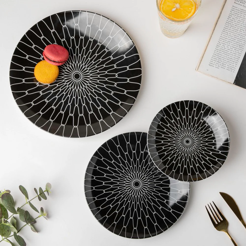 Trellis Gloss Ceramic Dessert Plate Black 6 Inch - Image 6