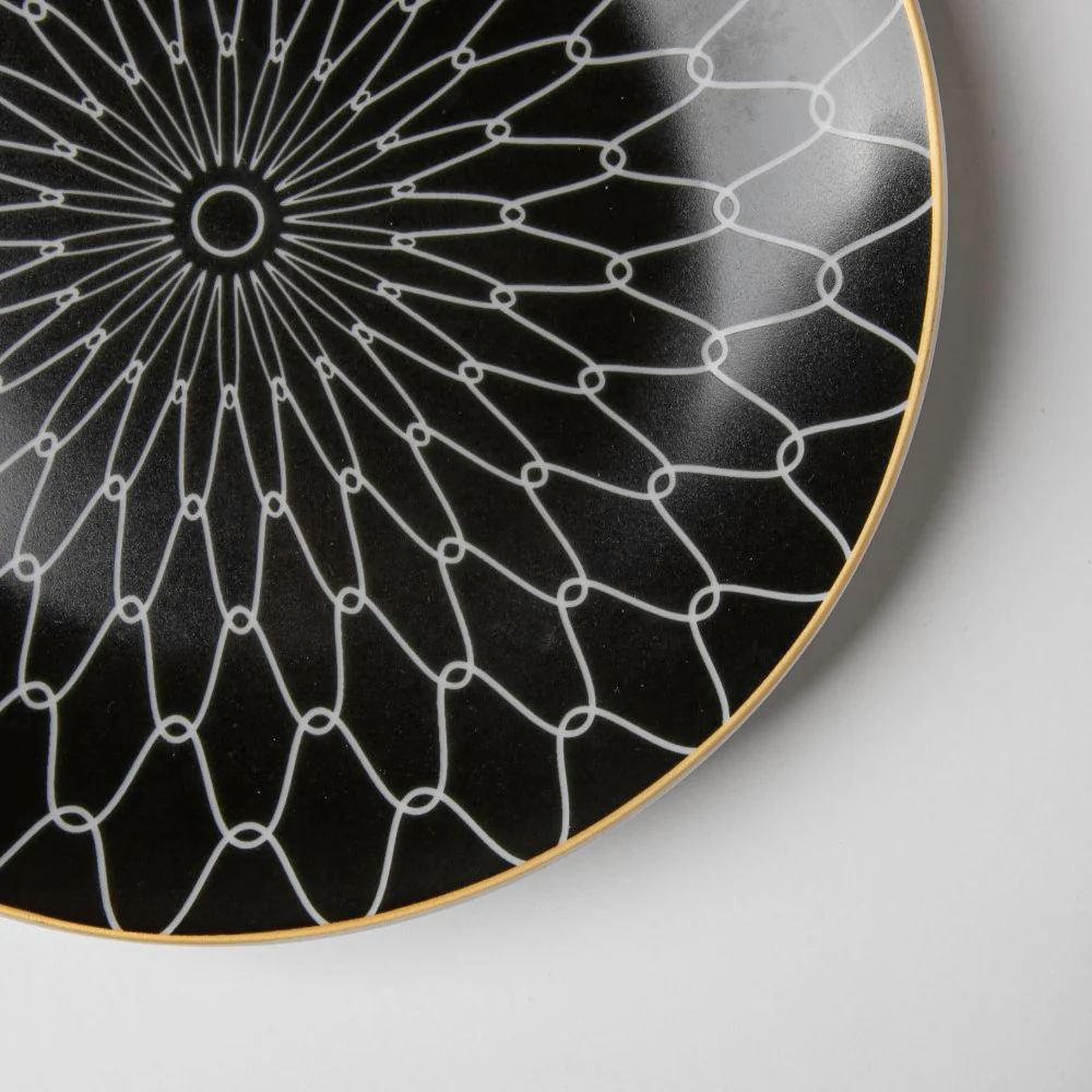 Trellis Gloss Ceramic Plate For Snacks Black 8 Inch - Image 5