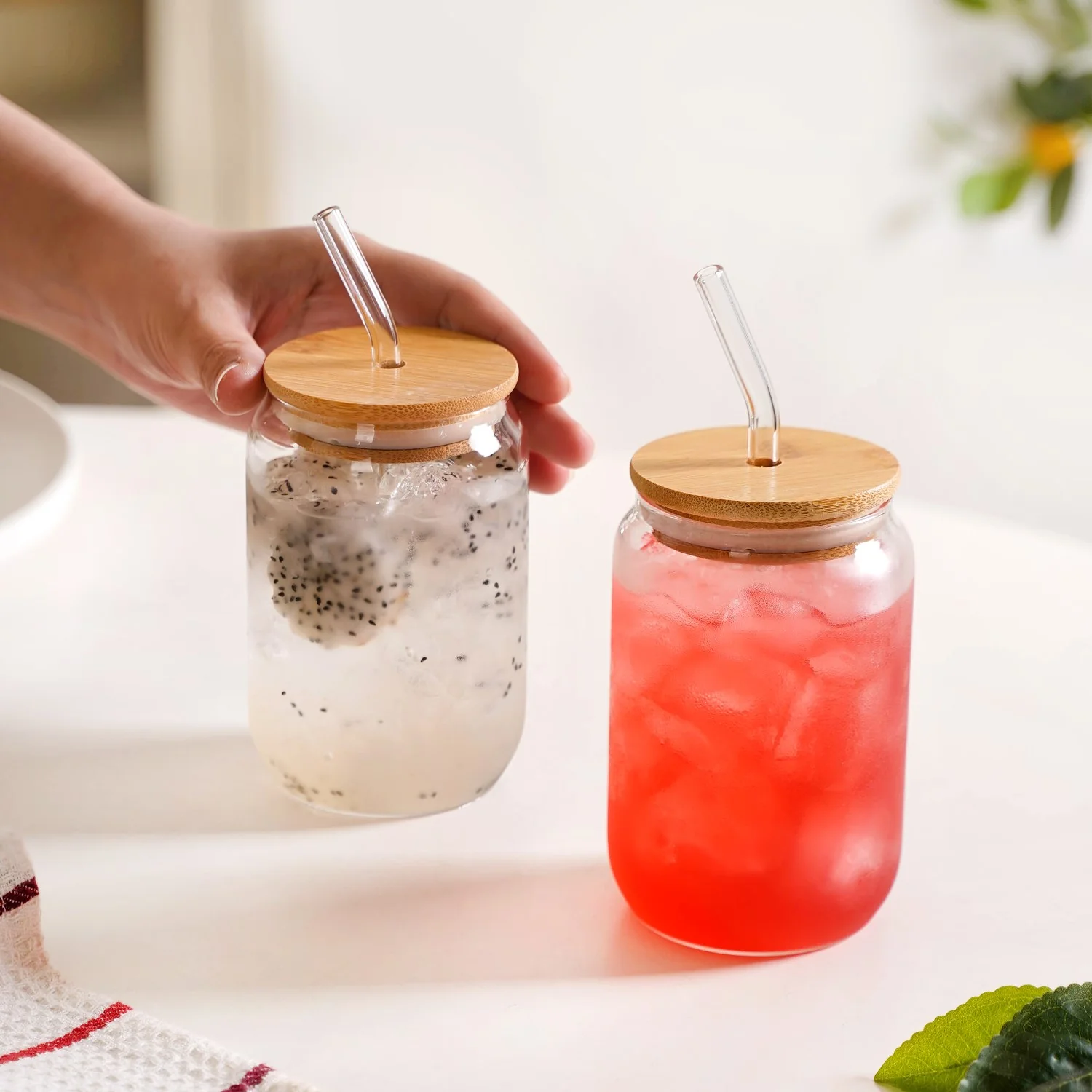 Trendy Cola Can Glass Tumbler With Straw And Lid Set Of 2 400ml - Image 2