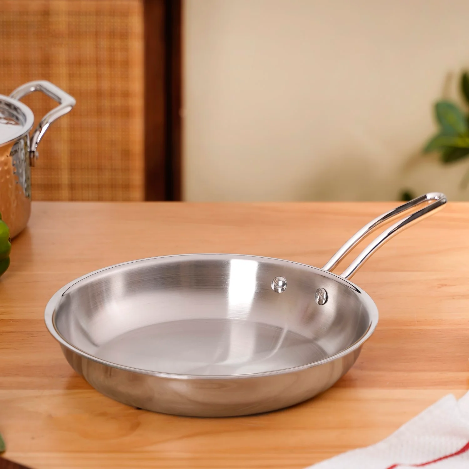 Tri Ply Thick Stainless Steel Fry Pan Induction Safe 1750ml - Image 6