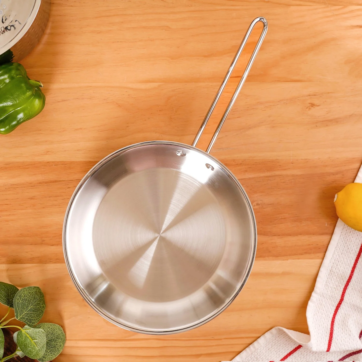 Tri Ply Thick Stainless Steel Fry Pan Induction Safe 1750ml - Image 8