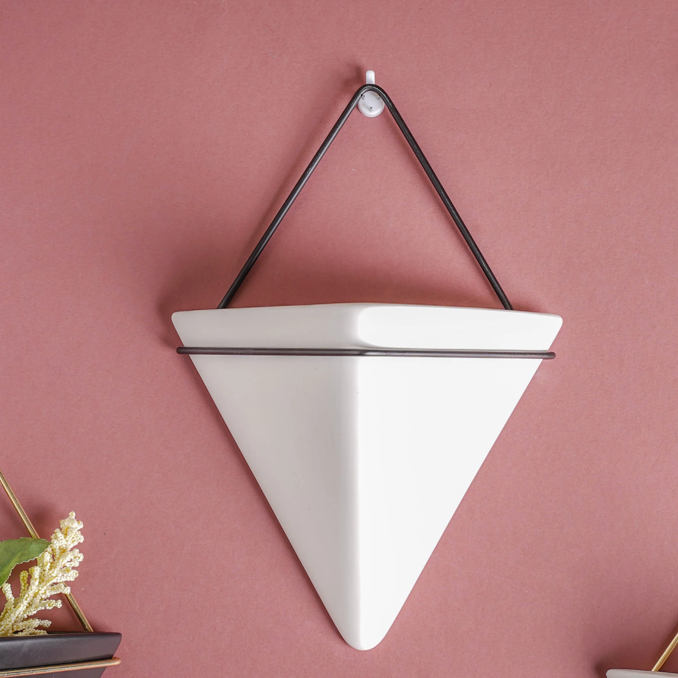 Triangular Ceramic Pot with Holder Large - Image 7