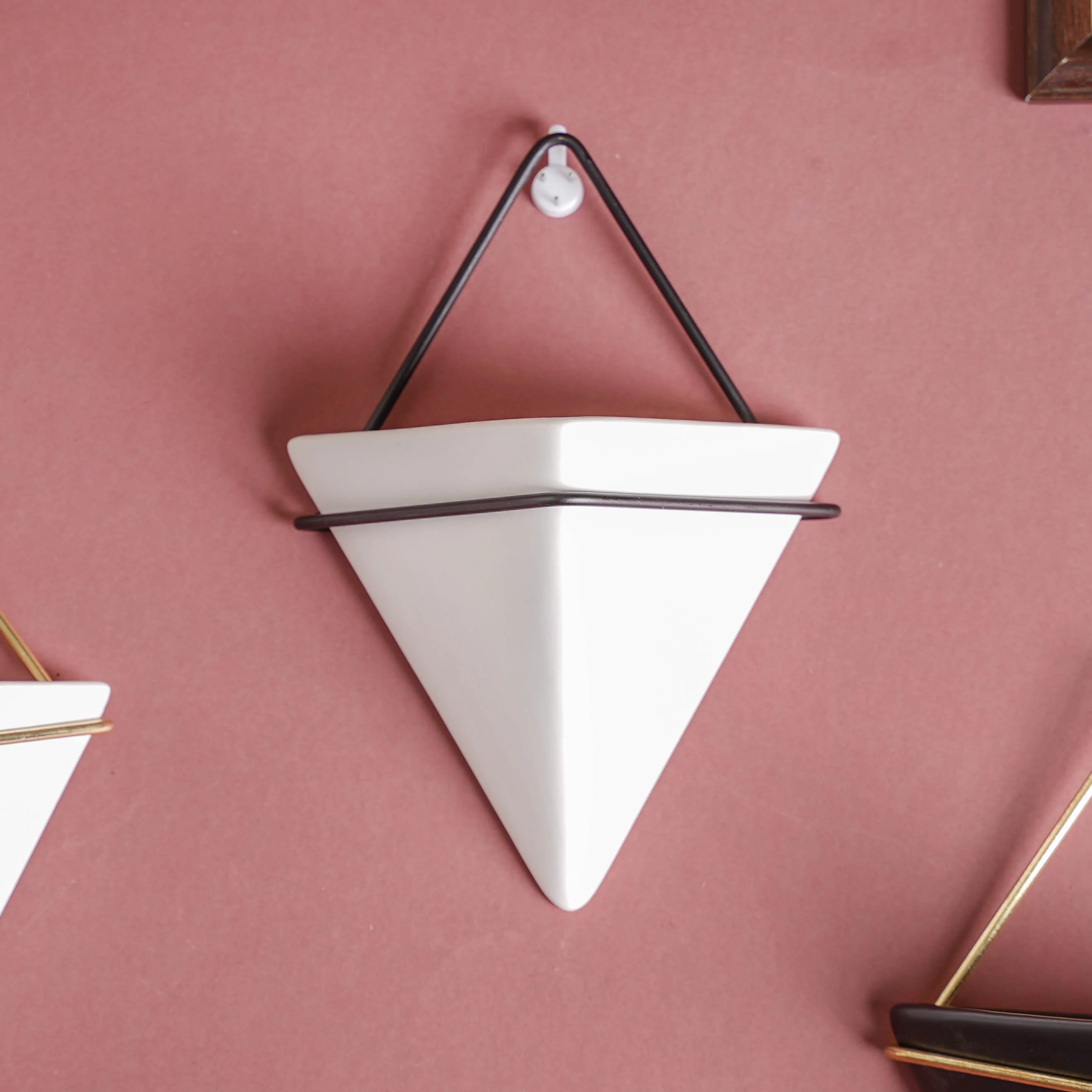 Triangular Ceramic Wall Hanging Planter Medium - Image 8
