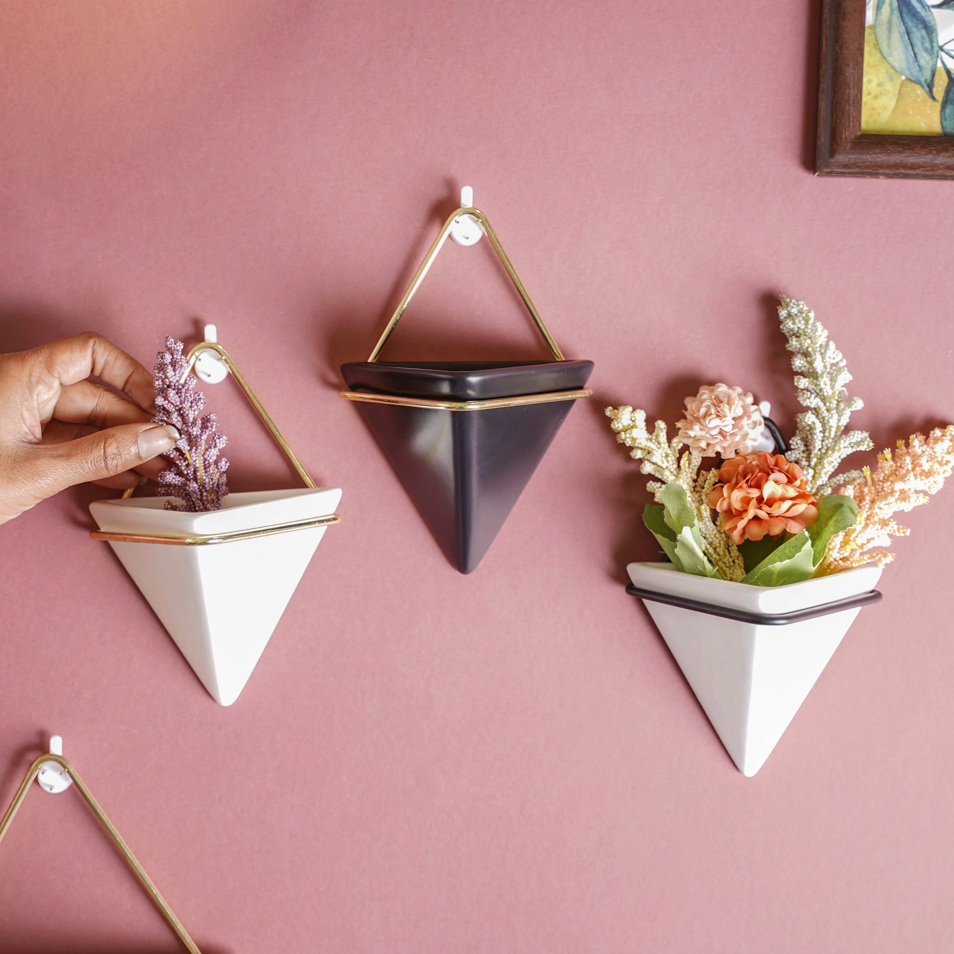 Triangular Ceramic Wall Planter Small - Image 3