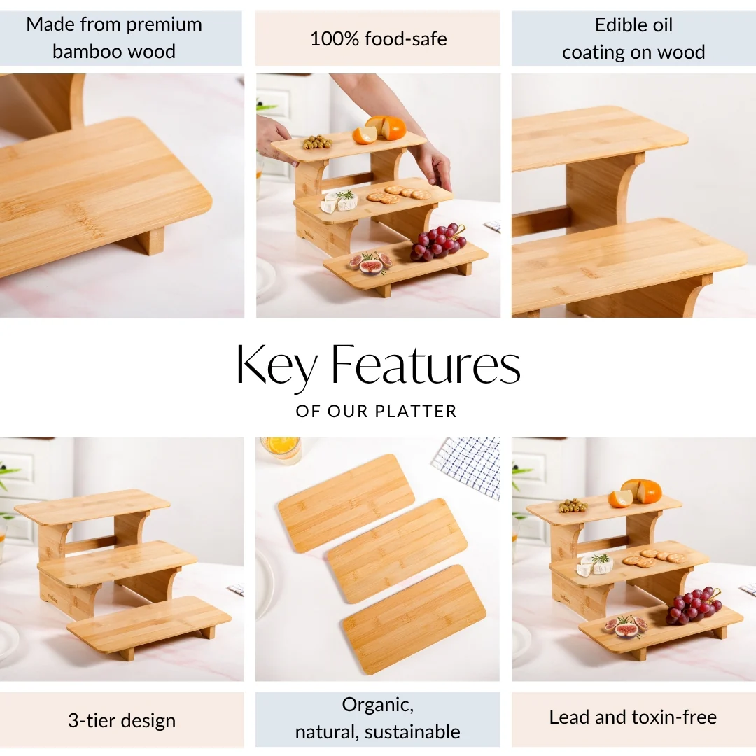 Triple Steps Bamboo Platter Stand - Image 4