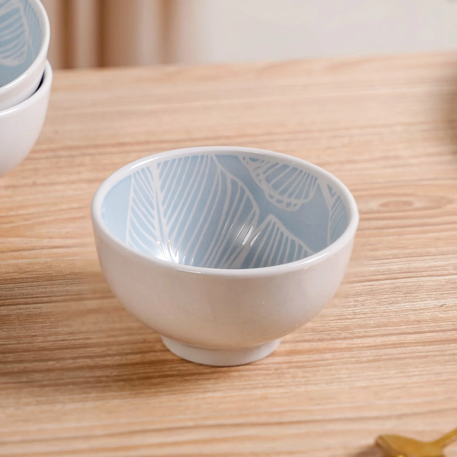 Tropica Baby Blue Printed Ceramic Snack Bowl Set Of 4 325ml - Image 5