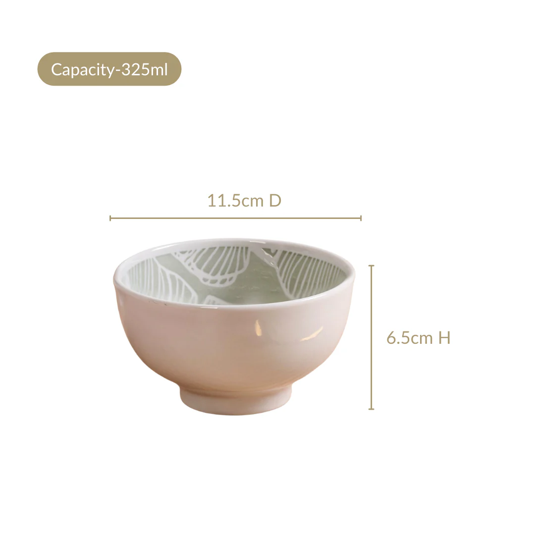 Tropica Banana Leaf Embossed Small Bowl Set Of 4 Mint 325ml - Image 4