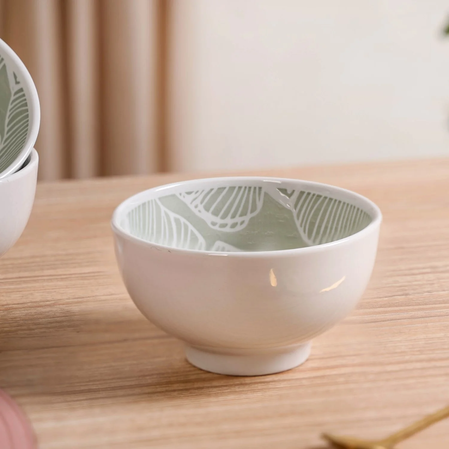 Tropica Banana Leaf Embossed Small Bowl Set Of 4 Mint 325ml - Image 8