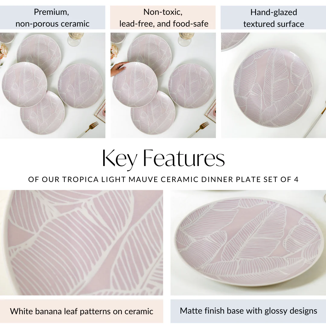 Tropica Light Mauve Banana Foliage Dinner Plate Set Of 4 10 Inch - Image 5