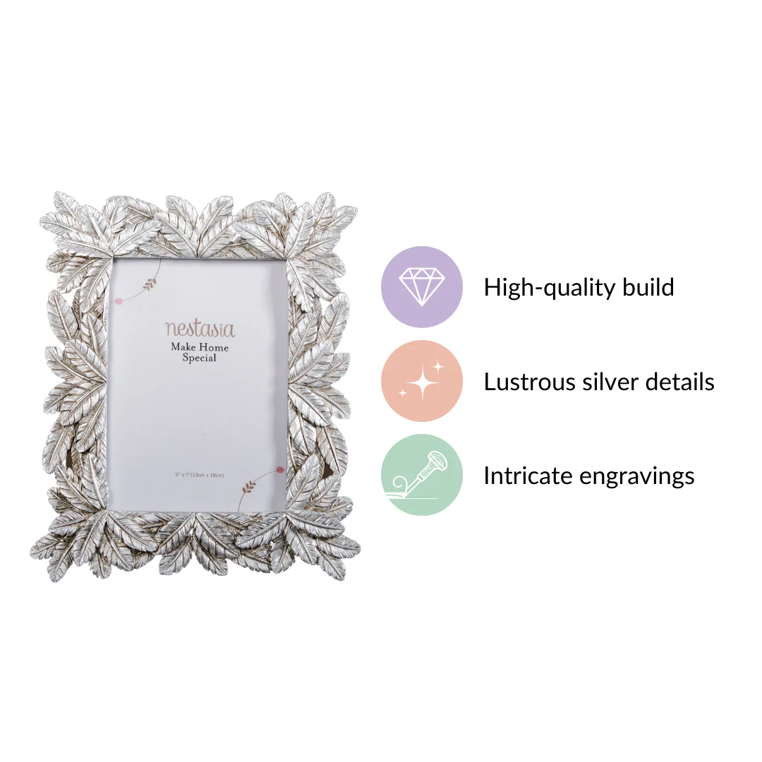 Tropical Palm Photo Frame Large Silver Antique Finish 10"x8" - Image 4