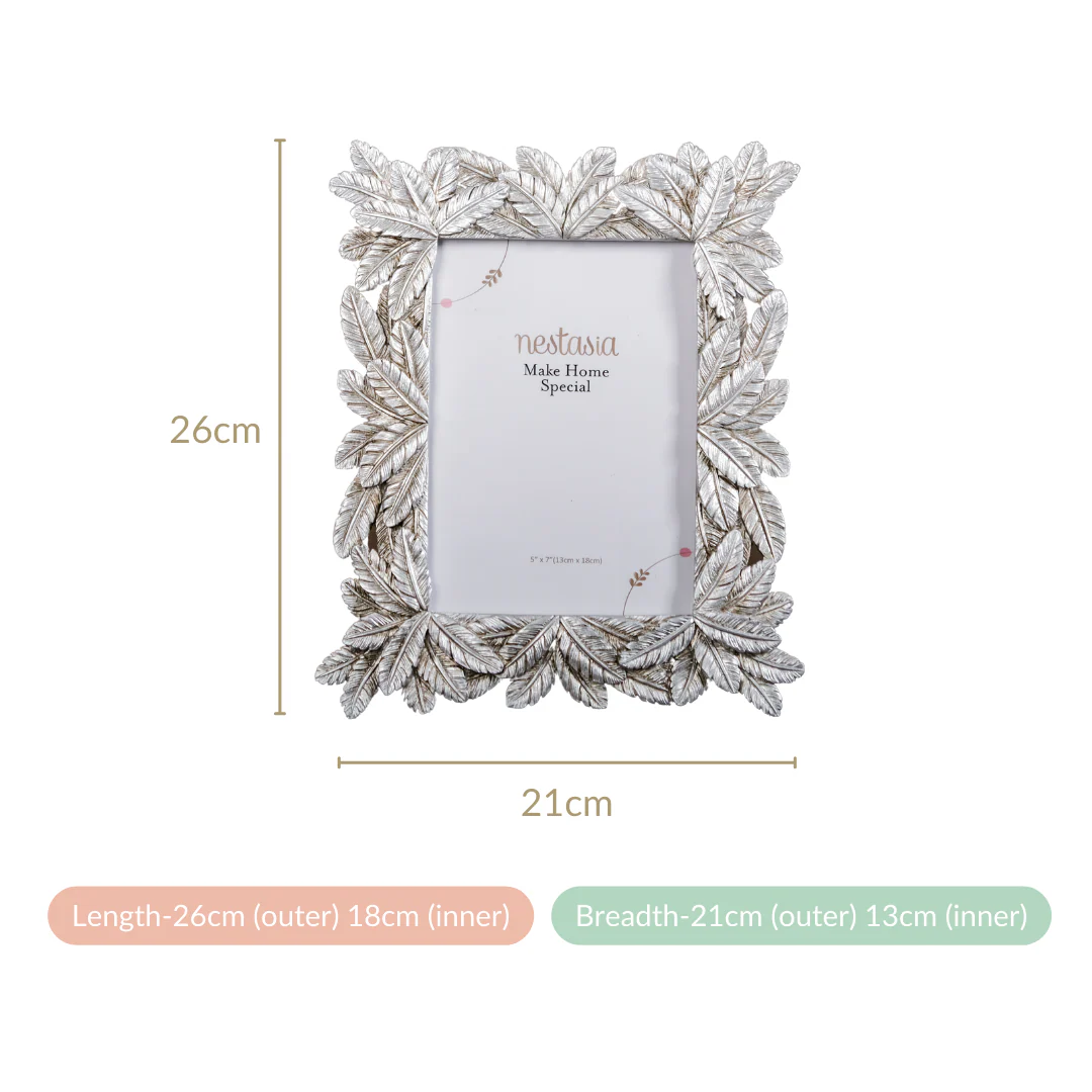 Tropical Palm Photo Frame Large Silver Antique Finish 10"x8" - Image 6
