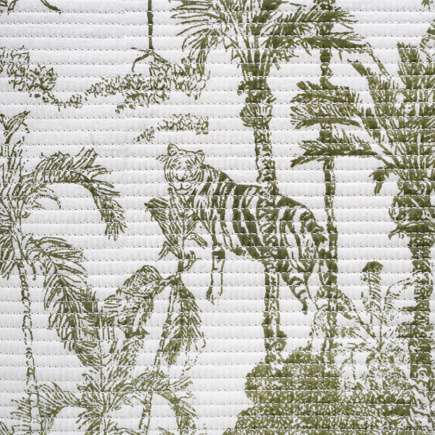 Tropical Quilted Cotton Bedcover Olive Green 250x220cm - Image 6