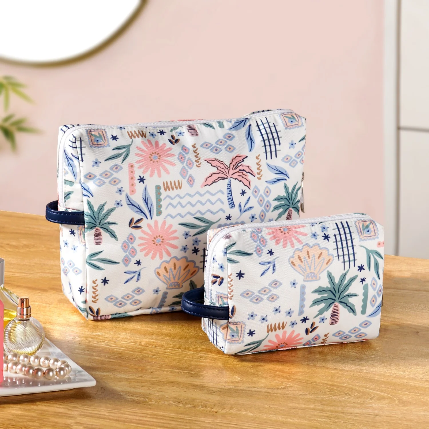 Tropical Travel Toiletry Kit Bag Set Of 2