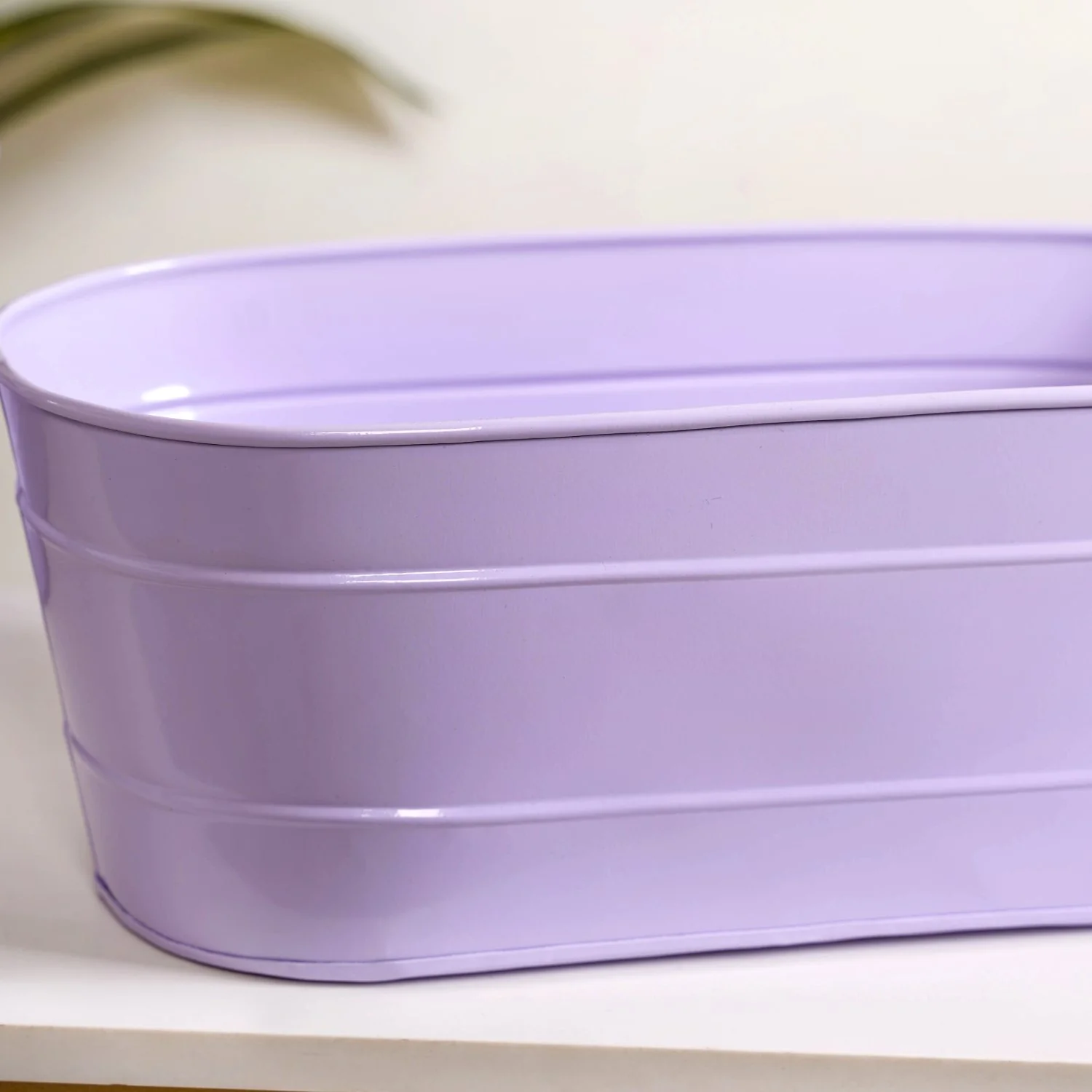Trough Lined Lavender Oval Plant Holder Set Of 2 - Image 7
