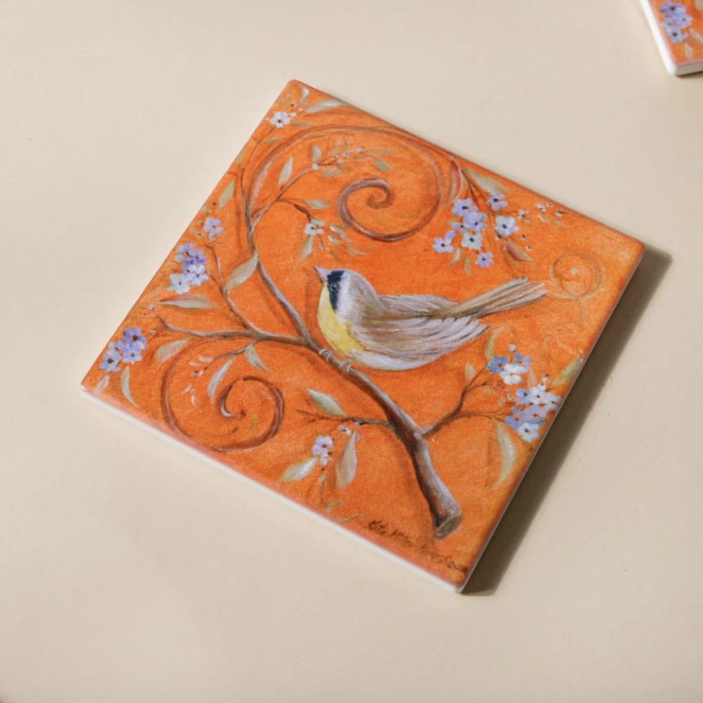 Tufted Bird Ceramic And Cork Coster Set Of 4 - Image 2