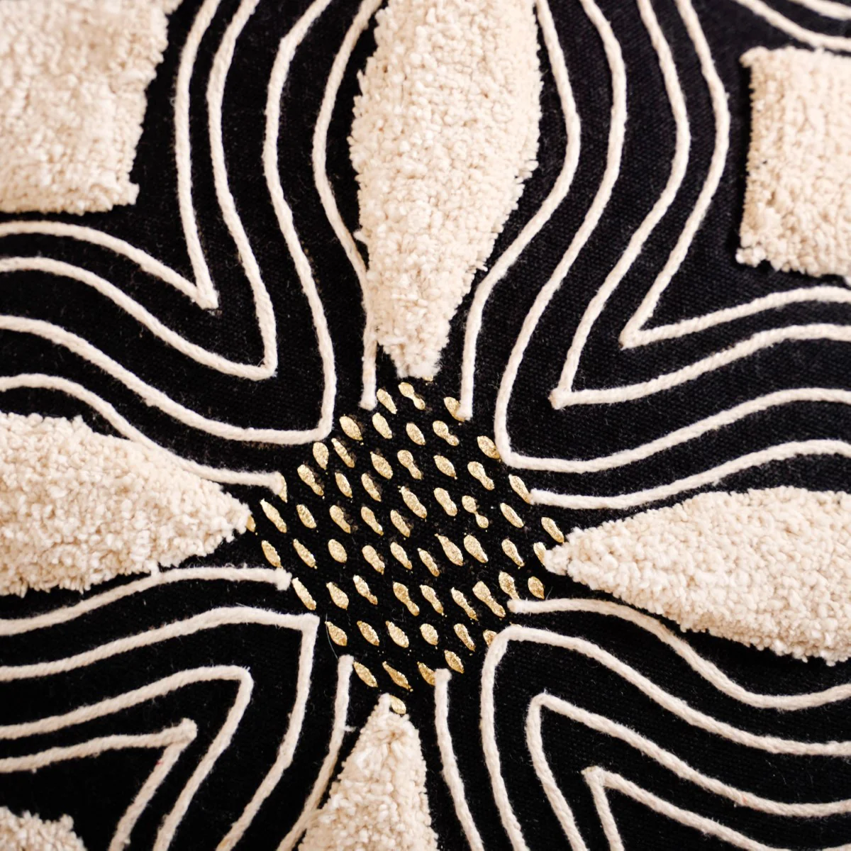 Tufted Black And White Pattern Cushion Cover 15x15 Inch - Image 6