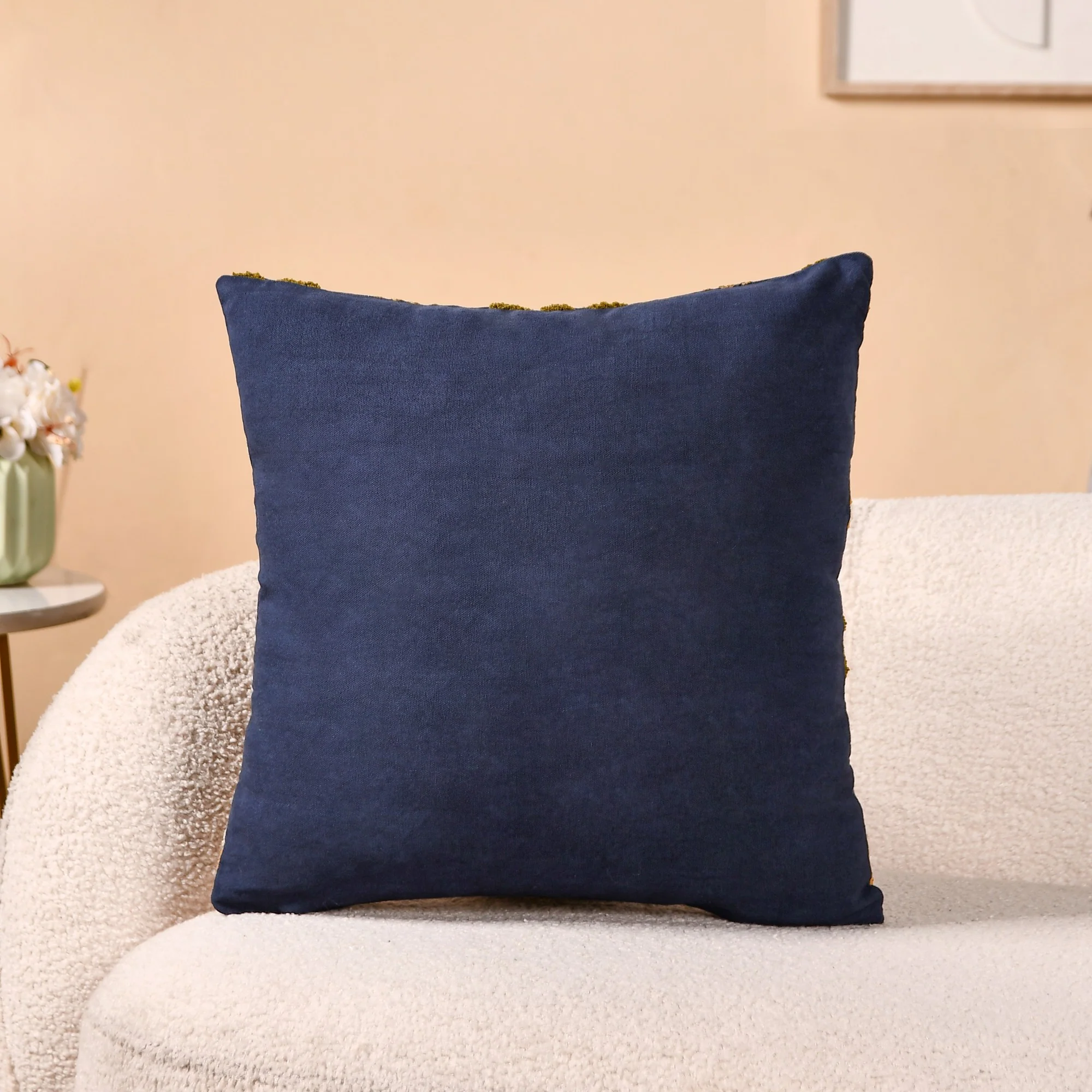 Tufted Blossoms Art Deco Blue Cushion Cover 40x40cm - Image 7