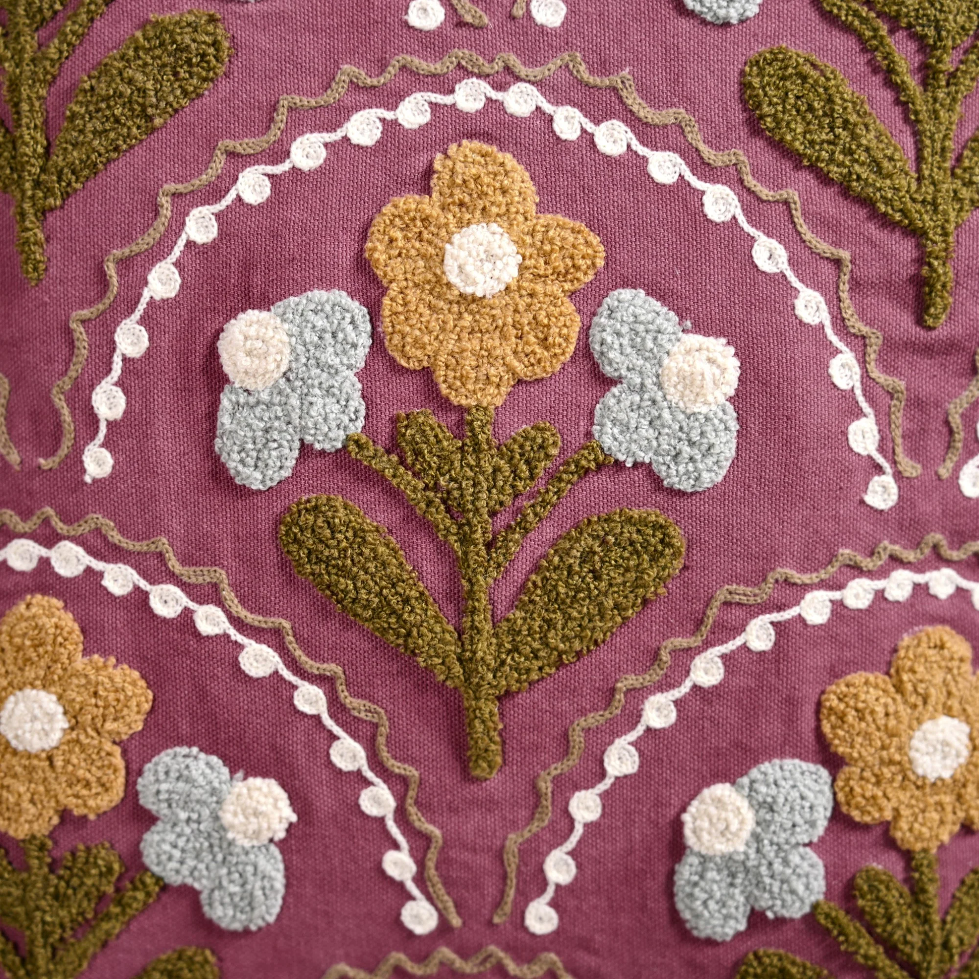 Tufted Blossoms Art Deco Purple Cushion Cover 40x40cm - Image 3