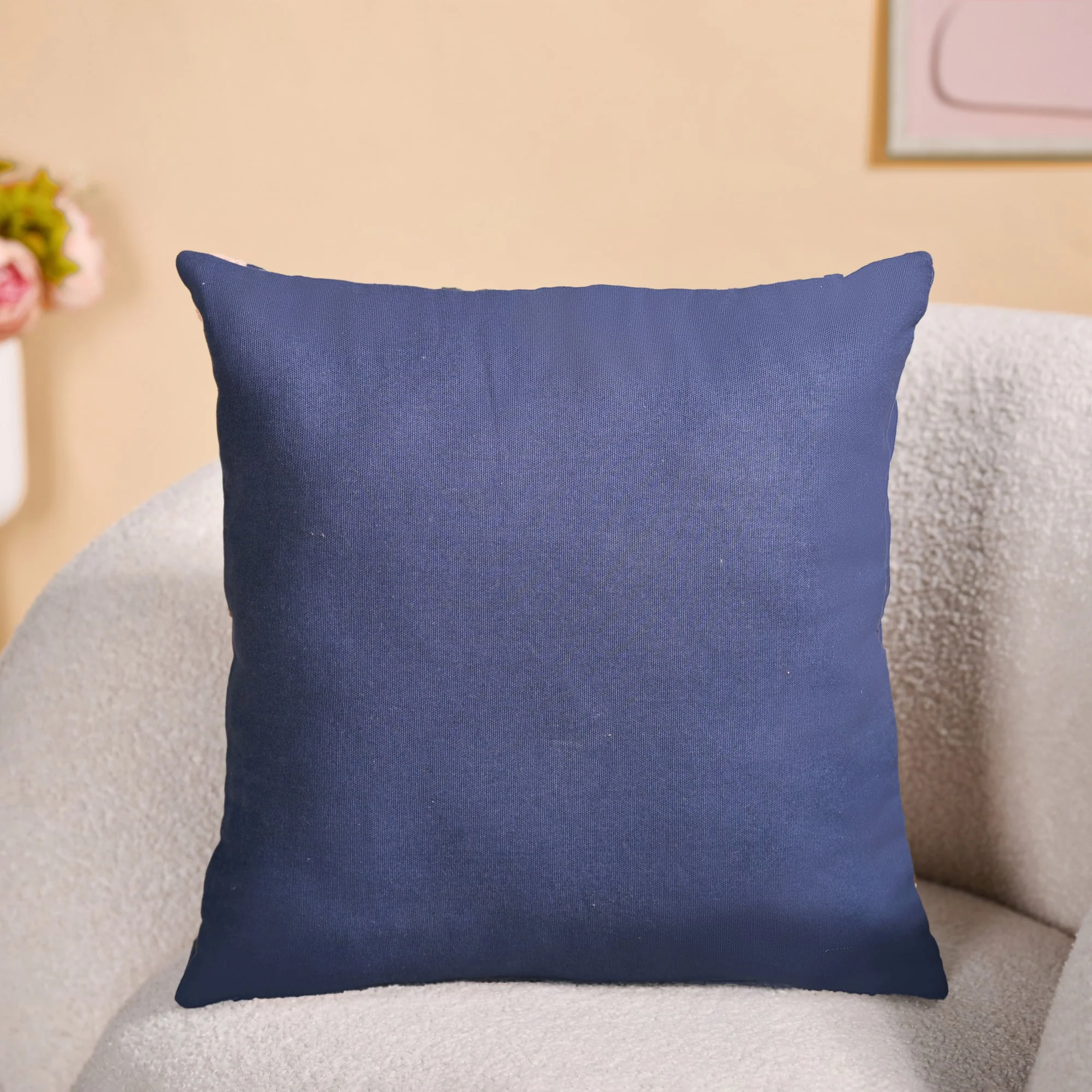 Tufted Floral Embroidered Cushion Cover 40x40cm - Image 7