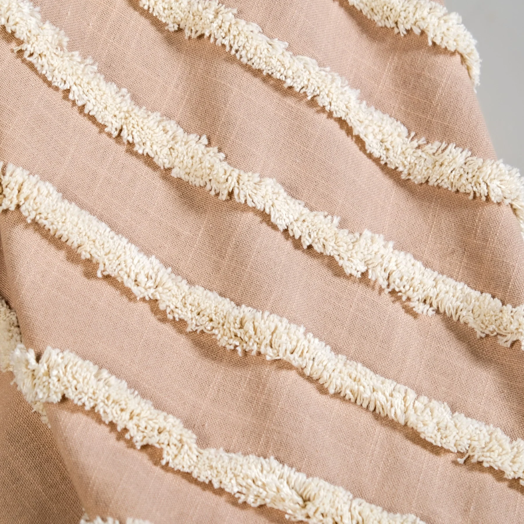 Tufted Stripes Throw Blanket Taupe Brown - Image 4