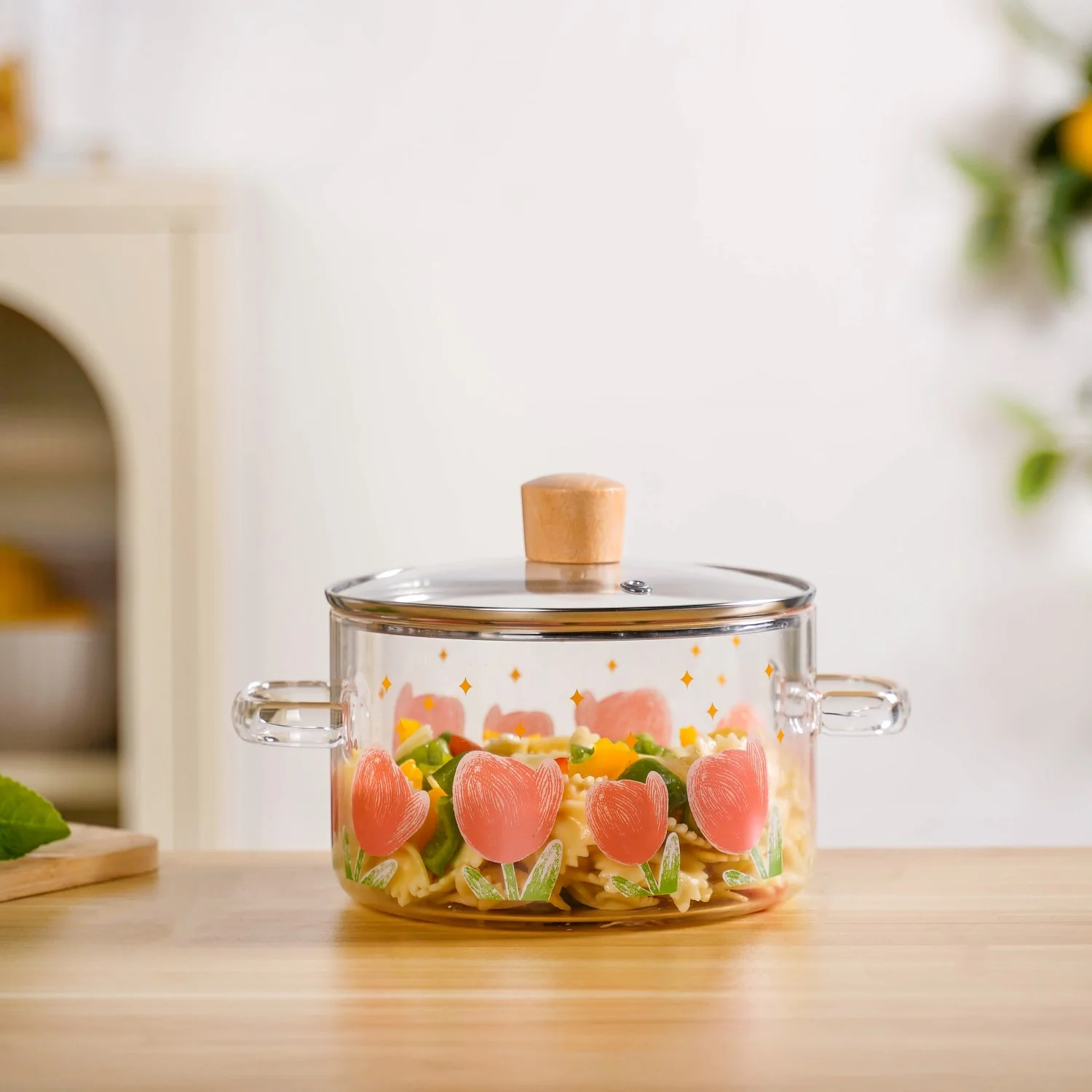Tulip Borosilicate Glass Cooking Pot With Lid 1800ml - Image 2