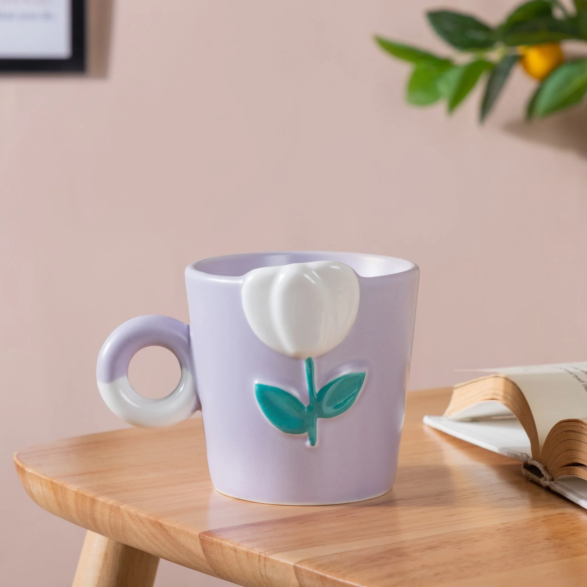 Tulip Coffee Mug Lilac Set of 2 330ml - Image 4