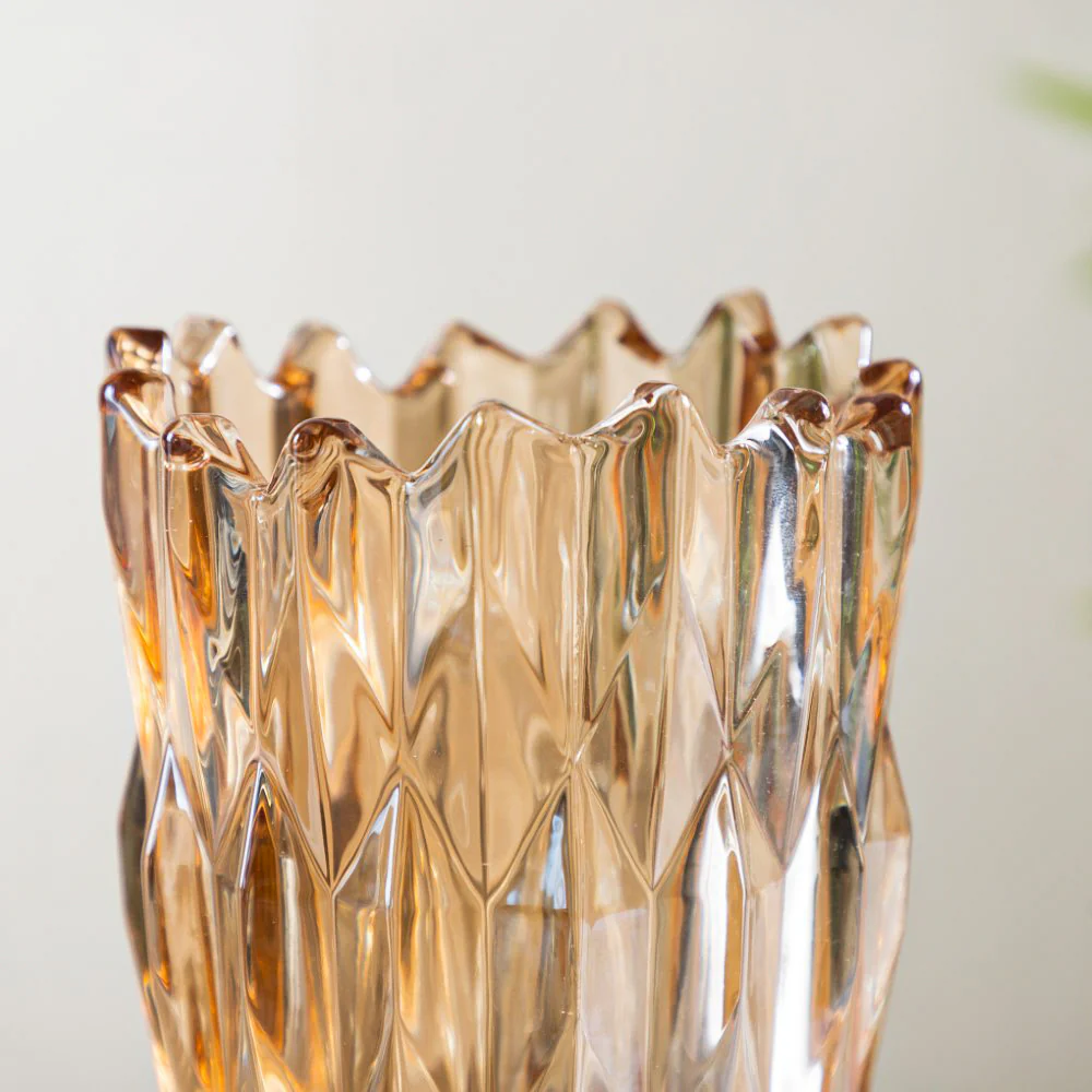 Tulip Crystal Glass Vase Amber 11 Inch - Image 4